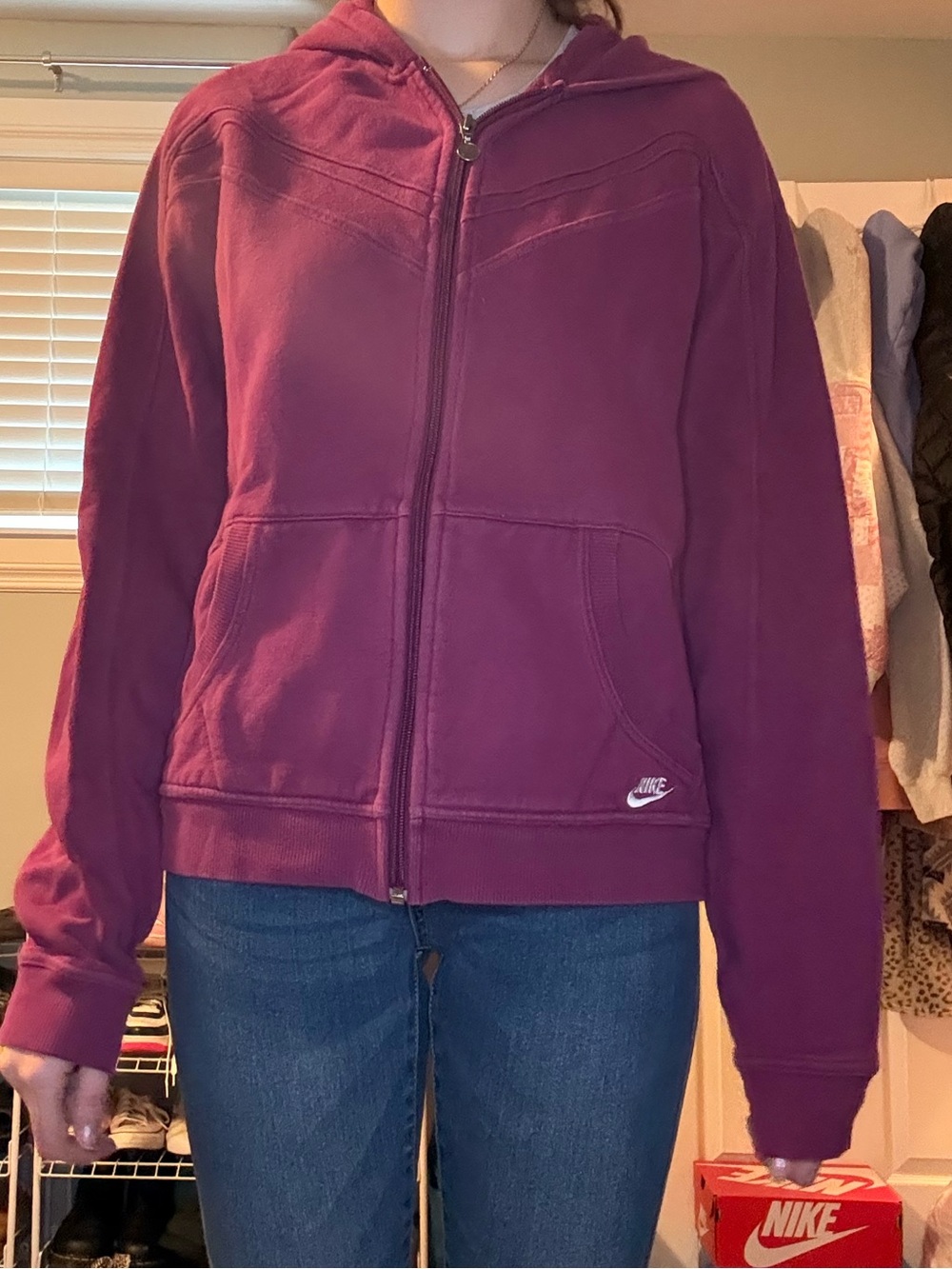 Vintage Nike Magenta Zip-Up Hoodie size small